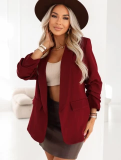 model 21796738 Dámské klasické sako s nabíranými rukávy vínové - numoco basic