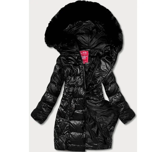 Vypasovaná čierna dámska zimná bunda (2M-028) Vypasovaná čierna dámska zimná bunda (2M-028)