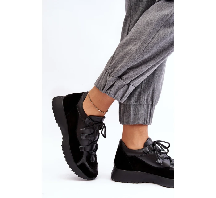 Dámské kožené sportovní boty model 21638349 černé - Zazoo