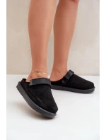 Zateplené dámské pantofle na platformě černé model 21680693 - Boto