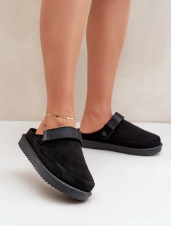 Zateplené dámské pantofle na platformě černé model 21680693 - Boto