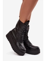 Kožené dámské obuv s ozdobou zateplené černé model 21713770 - Boto Kožené dámské obuv s ozdobou zateplené černé model 21713770 - Boto