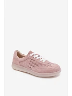 Dámske semišové kožené tenisky s otvormi Pink Almora