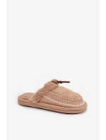 Dámske kožušinové papuče s kožušinou a výšivkou - béžové Perivelle Dámske kožušinové papuče s kožušinou a výšivkou - béžové Perivelle