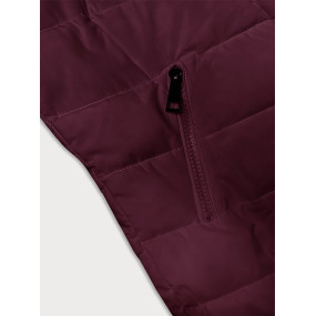 Prešívaná dámska zimná bunda vo vínovej bordovej farbe s kapucňou LHD (2M-057)