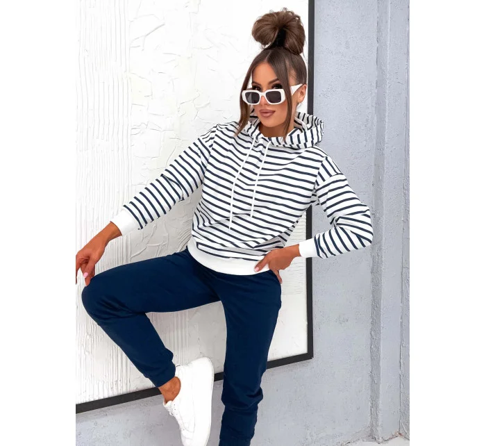 Tmavě modrý dámský bavlněný teplákový komplet s mikinou model 21777414 - Moon Tmavě modrý dámský bavlněný teplákový komplet s mikinou model 21777414 - Moon