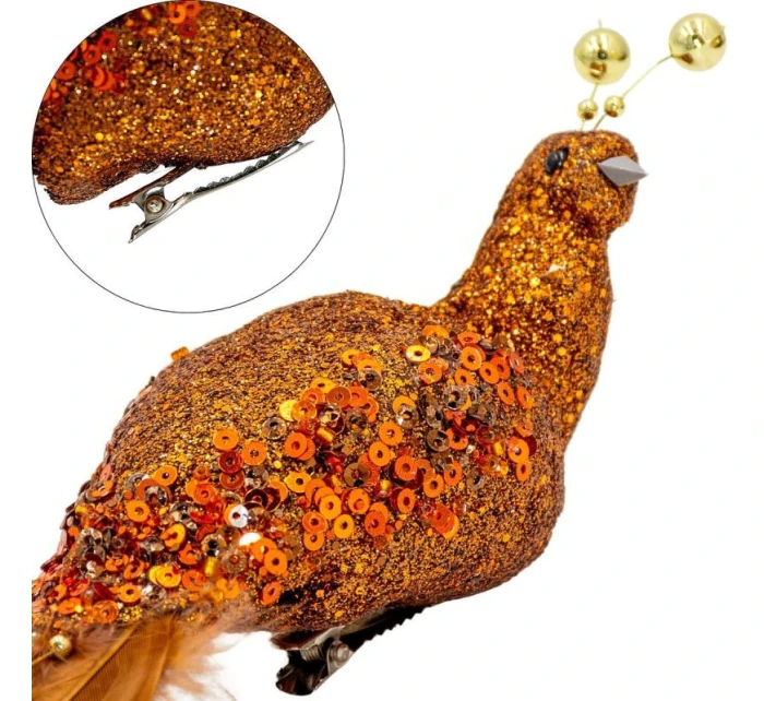 OZDOBNÝ VTÁK NA KLIPE 38CM BRONZ A MEĎ