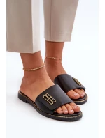 Zazoo 40384 Eleganckie Skórzane Klapki Damskie Czarne