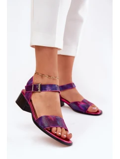 Skórzane Sandały Damskie Na Obcasie Maciejka N6802-15 Fuksja