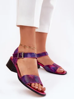 Skórzane Sandały Damskie Na Obcasie Maciejka N6802-15 Fuksja