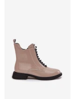 Lakované dámské kotníkové boty z pravé kůže D A model 21713796 108 béžové - D&A