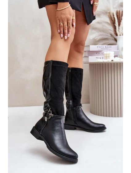 Zateplené kozačky model 21780727 černé Jezzi - SWEET SHOES