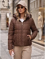 Kurtka damska pikowana z kapturem brązowa model 22341095 - FashionStreet