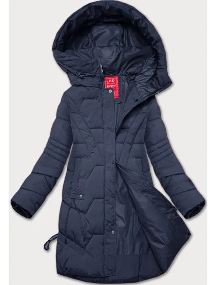 Tmavomodrá dámska prechodná bunda s kapucňou LHD (LHD-24585)