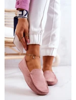 Zamszowe Mokasyny Damskie Różowe Morreno