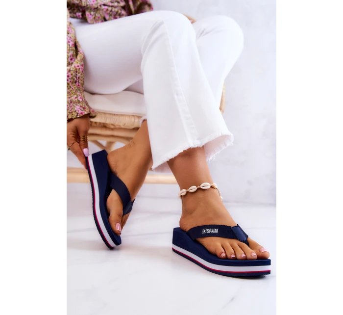 Dámské žabky na klínku Big Star model 21579653 Námořnická modrá - Big Star Shoes