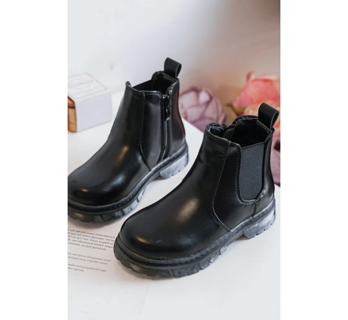 Dětské Kůže zateplené boty černé model 21597541 - Boto Dětské Kůže zateplené boty černé model 21597541 - Boto