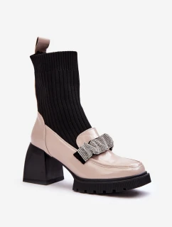 Botky Dámské se na Podpatku Bežové model 21635620 - S.Barski