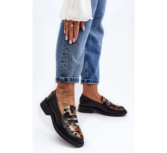 Skórzane Półbuty Mokasyny Damskie Maciejka 06250-01 Czarne