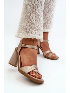 Skórzane Sandały Na Słupku Maciejka 06029-25 Złote