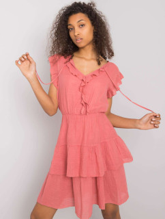 OCH BELLA Ružové ľahké šaty s volánmi