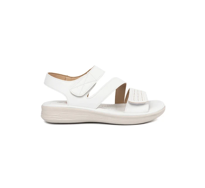 Pohodlné bílé sandály dámské bez podpatku Pohodlné bílé sandály dámské bez podpatku