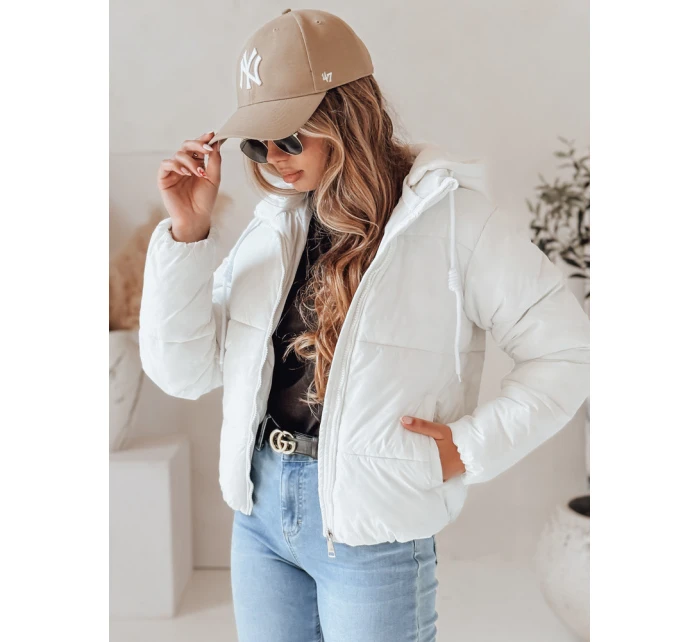 Dámska krátka páperová bunda GLAMVO s kapucňou biela FashionStreet TY4952