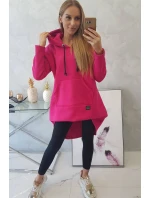 Zateplená mikina s dlouhými zády a kapucí fuchsiová Zateplená mikina s dlouhými zády a kapucí fuchsiová