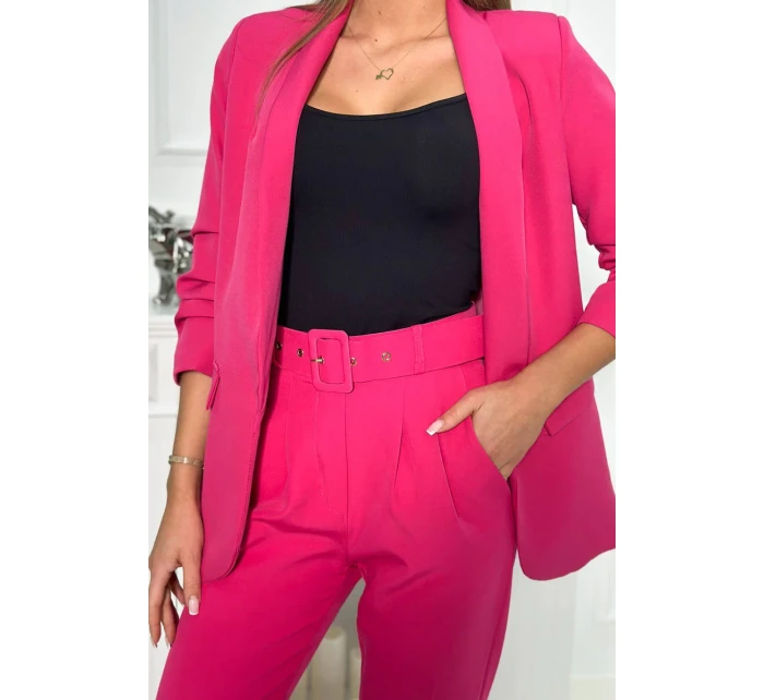 Elegantný set saka a nohavíc fuchsiovej farby