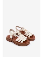 Dívčí sandály s ozdobným detailem béžové model 21701127 - Boto Dívčí sandály s ozdobným detailem béžové model 21701127 - Boto