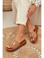 Dámské pantofle s zlatým detailem Camel model 22027934 - Boto