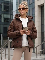 Dámská prošívaná bunda s kapucí, hnědá, FashionStreet TY5760