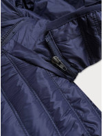 Tmavo modrá prešívaná dámska bunda s kapucňou (2021-09)