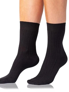 Dámske bavlnené ponožky COTTON RIB SOCKS – BELLINDA – čierne