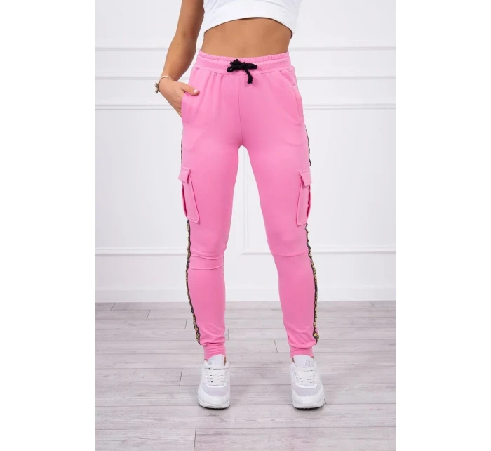 Kalhoty Cargo světle růžové