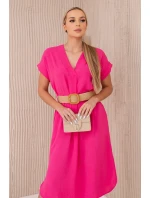 Šaty s ozdobným opaskom ružové