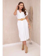 Šaty s ozdobným opaskom Šedá a biela