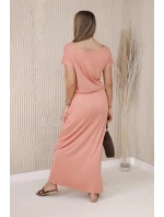 Viskózové šaty s vreckami tmavo marhuľová Viskózové šaty s vreckami tmavo marhuľová