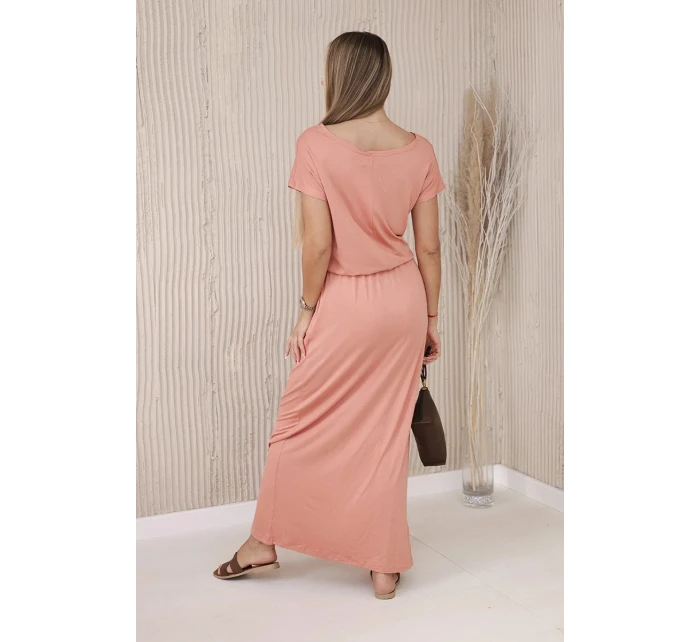 Viskózové šaty s vreckami tmavo marhuľová Viskózové šaty s vreckami tmavo marhuľová