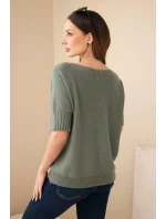 Dámský model 21954908 z viskózy s krátkým rukávem khaki - K-Fashion