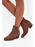 Dámské boty na podpatku model 21713523 hnědé - S.Barski