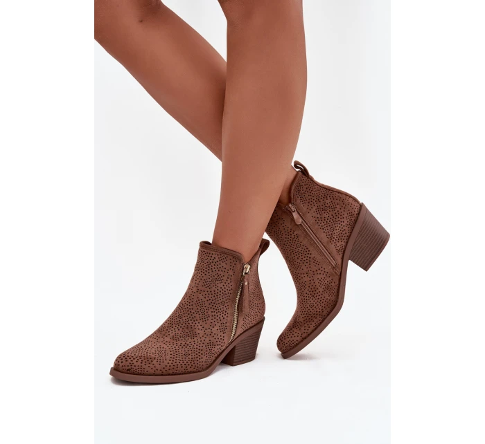 Dámské boty na podpatku model 21713523 hnědé - S.Barski