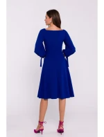 Rozšířené šaty s rukávy  modré model 20531362 - STYLOVE