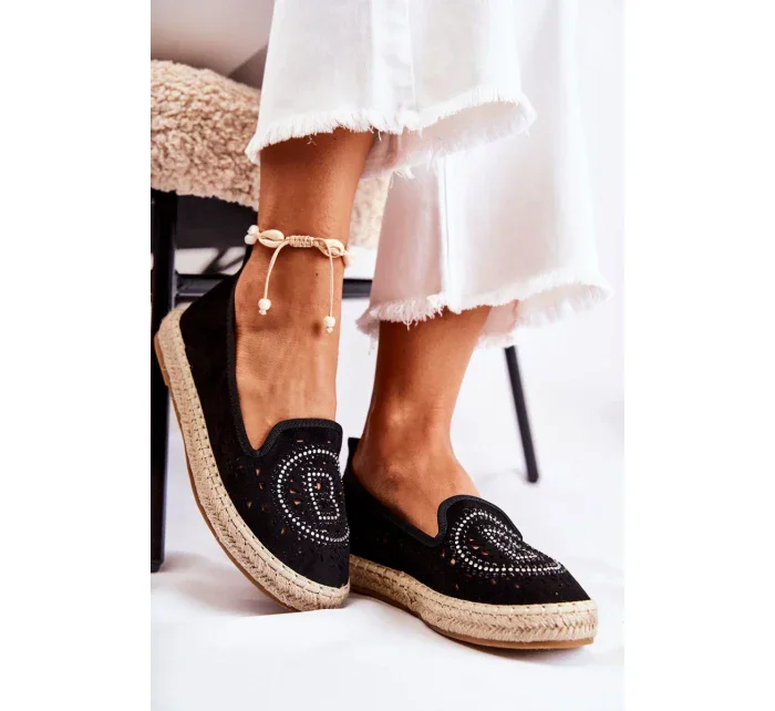 Prolamované Nazouvací dámské espadrilky Černá Meredith Prolamované Nazouvací dámské espadrilky Černá Meredith