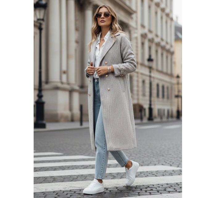 Dámsky oversize kabát CAMELLYN dlhý béžový FashionStreet NY0744