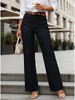 Dámske džínsy s vysokým pásom a širokými nohavicami tmavomodré FashionStreet UY2967