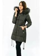 PIKOWANA DAMSKA KURTKA ZIMOWA Z KAPTUREM KHAKI model 21242036 - Libland