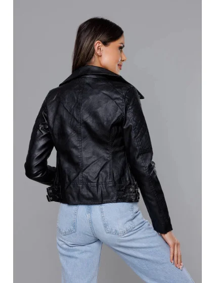 Černá bunda ramoneska s klopami model 18117106 - Forget me not FASHION