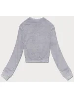 Světle šedá tenká krátká dámská tepláková mikina model 18378943 - J.STYLE