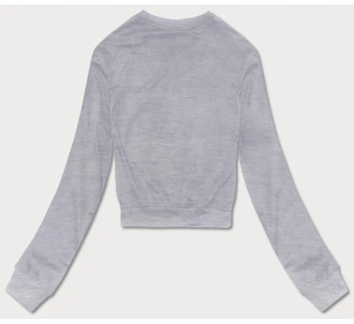 Světle šedá tenká krátká dámská tepláková mikina model 18378943 - J.STYLE